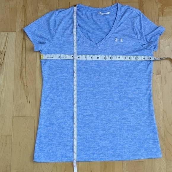 Under Armour sport t-shirt heathered blue v neck Small Medium @B5 - Picture 5 of 5